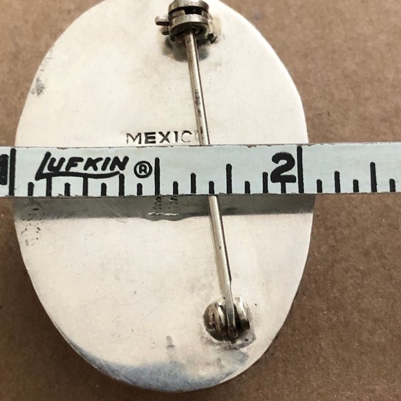 Vintage Adan Alvarado Brooch/Pin Leopard Skin Jasper 925 Sterling Silver - Picture 8 of 8